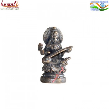 Saraswati Vidyadayani - Miniature Statue Bronze Religious Murti