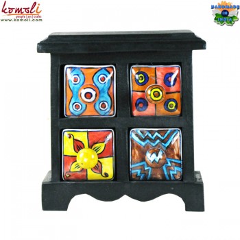 Ceramic Vibrant Miniature Drawer Set - 4 Drawers