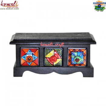 Ceramic Vibrant Miniature Drawer Set - 3 Horizontal Drawers