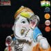 Resting Ganesha with Floral Dot Pagadi Ceramic Ganesha Car Dashboard Murti