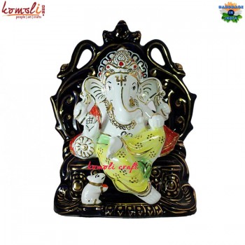 Lalbaug Raja Singhashan Ganesha Murti Idol, Ceramic Sculpture Ganesha Statue For Home, Office and Gifts