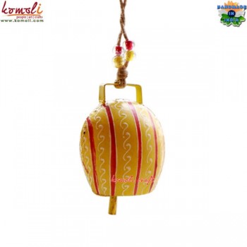 Traditional Cow Bell Painted in Yellwo & Red - Indiab Custom Painted Cow Bell