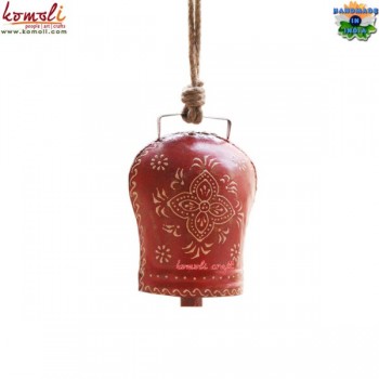 Jumbo Red Hand Painted Cowbell with Floral Pattern Over it - 7 Inch