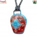 Gola Cow Bell with Blue and Red with Leather Strap - Cone Painting