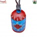 Jumbo Blue and Red Round Hand Painted Cow Bell - Amazing Cone Painting Home Decoration Bell