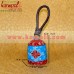 Blue and Red Round Hand-painted Small Cow Bell - Amazing Cone Painting