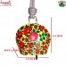 Yellow Red Floral Design Hand Painted Iron Garden Bell