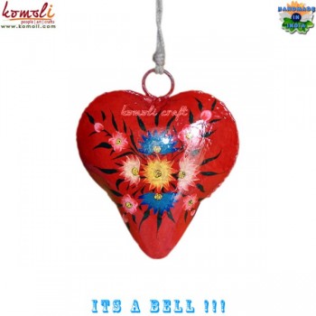 Heart Shape Cow Bell With Custom Design Floral Hand Painting