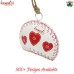 White Cow Bell With Heart Painted, Red Swiss Style Iron Cow Bell