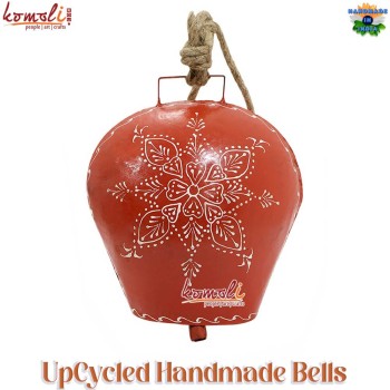 Red Christmas Decor Cowbells, Flower design Indian Art