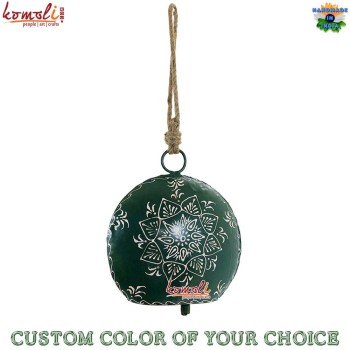 Green Hand Painting Indian Cow Bells, Custom Colors