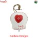 Large White Metal Decor Cow Bell with Heart Painting