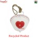 Large White Metal Decor Cow Bell with Heart Painting