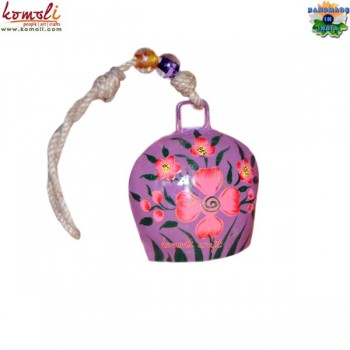 Purple Floral Painted Cowbell - Hand Painted Handmade Iron Art Home Garden Decoration Bell