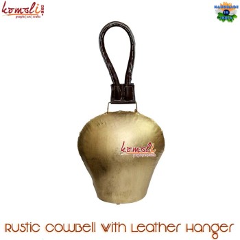 Oval Rustic Cowbell with leather hanger, Christmas Decor