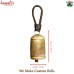 Rustic Cylindrical Bell With Leather Hanger, Winter Festive Holiday Decor