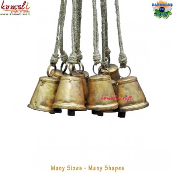 Small Round Bucket Shape Rustic Cow Bell, Recycled Indian Iron Tin Bells Home Decoration