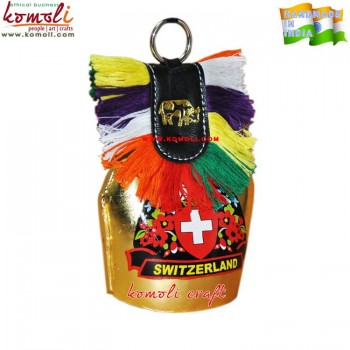 Legendary Swiss Cow Bell With Silk Screen Printing - Brass Body and Leather Hanger - Customized Printing