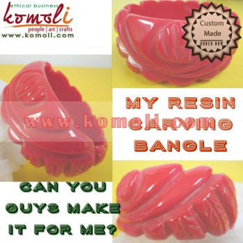 Vintage Design Custom Made Wide Carving Resin Bangle - Made From Image