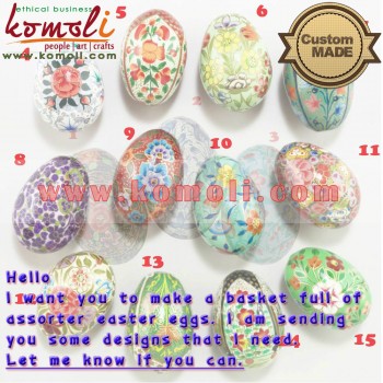 Assorted Hand Painted Paper Mache Easter Eggs - Beautiful Custom Made Designs