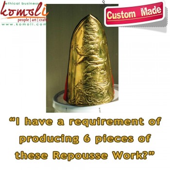 Large Custom Design Repousse Chasing Work on Brass Metal Sheet