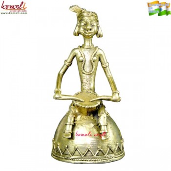 Drum Beat Tribal Bell - Lost Wax Casting - Dhokra Sculpture