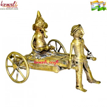 Cute Ganesha on pull-cart - Dhokra Art Lost Wax Casting