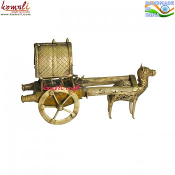 Golden Camel Cart - Dhokra Artifact Home Desk Decoration Sculpture