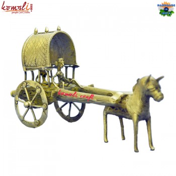 Horse Cart - Golden - Dhokra Miniature Art