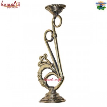 Hidden Peacock in Candle Holder - Dhokra Art