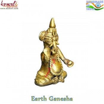 Miniature Dhokra Ganesha Statue - Earthy Finish