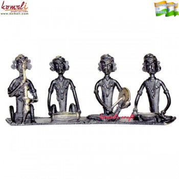 Team Tribal Orchestra - Black Finishing on Dhokra Sculpture Statue