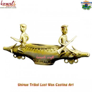 Power Play 2 Headed Boat - Dhokra Sculpture Home Decor Piece