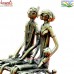 Tribal Folk Couple on Cot - Dhokra Statue