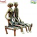 Tribal Folk Couple on Cot - Dhokra Statue