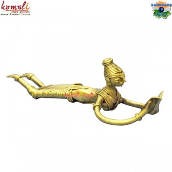 Sleeping Tribal Lady Reading Book Lost Wax Casting Dhokra Home Decor Bronze Statue
