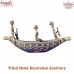 Tortoise Head Boat with Three Rowing Tribal - Lost Wax Casting Sculpture