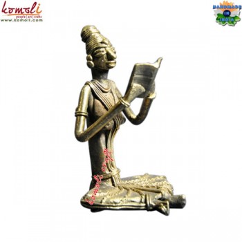 The Afternoon Affair - Tribal Lady Reading Book - Lost Wax Casting Sculpture