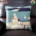 Church in the Landscape - Hand Embroidery Modern Design Cushion Cover - 16 inches