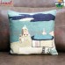 Church in the Landscape - Hand Embroidery Modern Design Cushion Cover - 16 inches