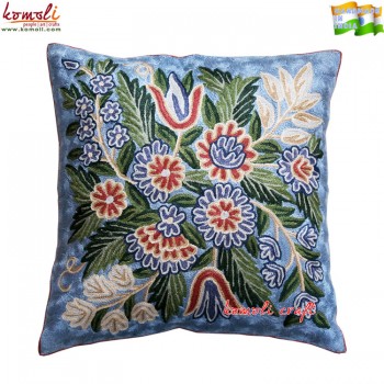 Flowerden - Colorful Hand Embroidery Cushion Cover - Large 16 inch