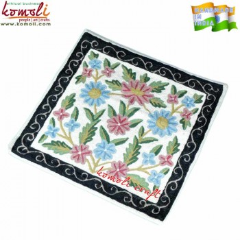 Garden of Flowers - Hand Embroidery Cushion Cover - Large 16 Inches