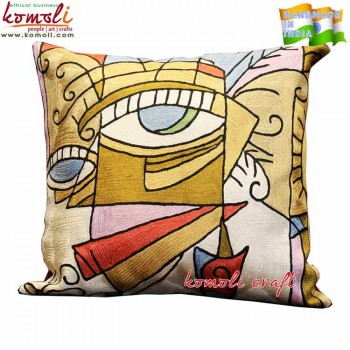 Face and Eyes Handmade Embroidery Cushion Covers - Customization Available