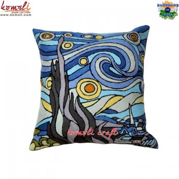 Wave Design Abstract Art - Embroidery Cushion Throw Pillow Cover