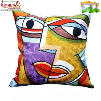 Right Wing Face Design Handmade Embroidery Cushion Covers Picasso Designs