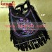 Leather suede Oversize Embroidery Bag with Frills