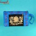 Royal Blue Suede Leather Embroidery Hand Pouch - Custom Pattern Available