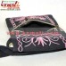 Leather Suede Black Cross Body Bag Embroidery Work