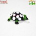 Tiny Cute Little Green Turtle with While Polka Dots - Boro Glass Flameworking