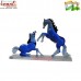 Pair of Naughty Blue Horses - Home Decoration Statue - Lamp Working Handmade Boro Glass Art